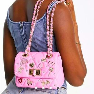 ALDO x Barbie quilted crossbody bag with Barbie charms in hot pink NWT